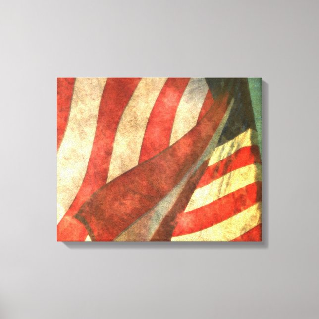 American Flag (4 panels) Wrapped Canvas Print (Front)