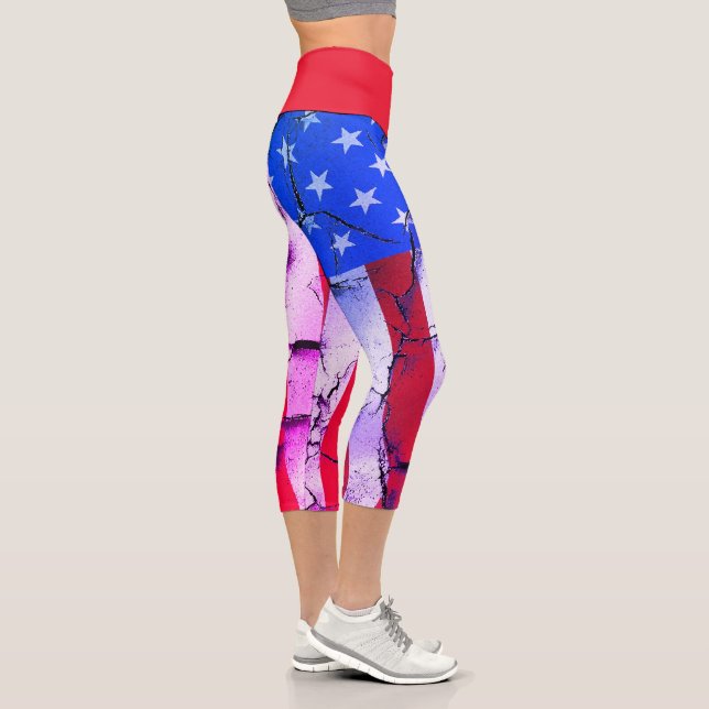 American Flag 4 Th Of July Celebration  Capri Leggings (Right)