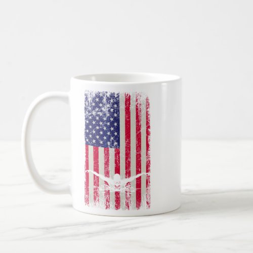 American Flag 4th July Independence Day Swimming S Coffee Mug