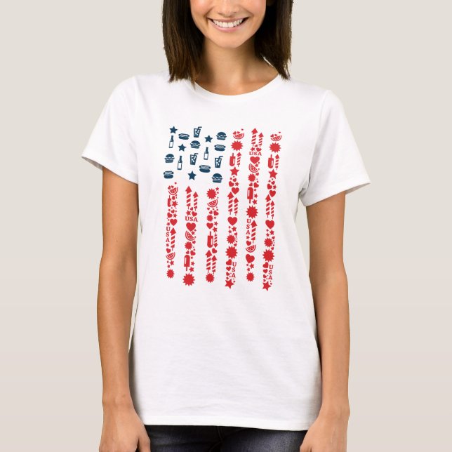 american flag 4th july picnic T-Shirt (Front)