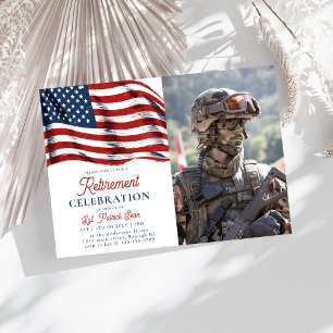  American Flag 4th of July Army Retirement Invitation