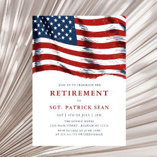 American Flag 4th of July Army Retirement Invitation
