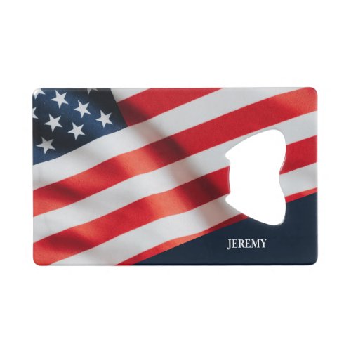 American Flag 4th Of July Backyard BBQ Party Credit Card Bottle Opener