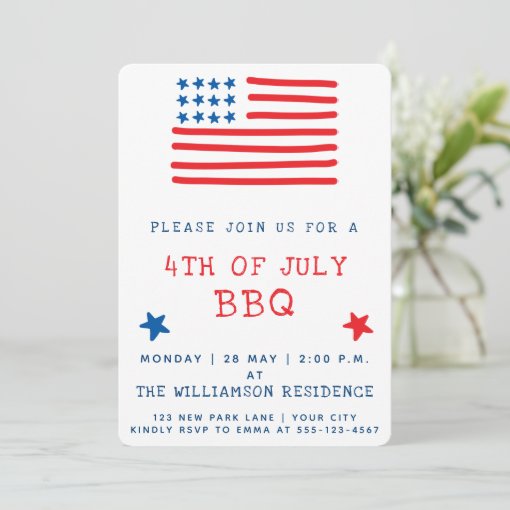 American Flag | 4th of July BBQ Invitation | Zazzle