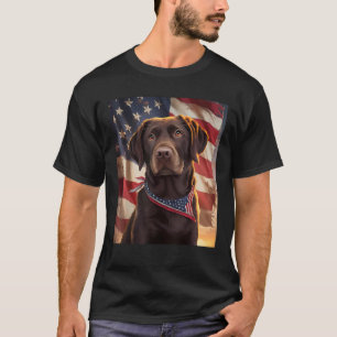 American Flag 4th of July Dog American Chocolate L T-Shirt