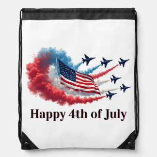 American Flag, 4th of July Drawstring Bag