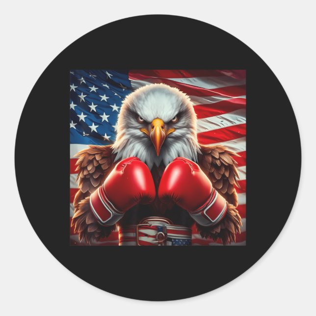 American Flag 4th Of July Eagle Independence Day Classic Round Sticker (Front)