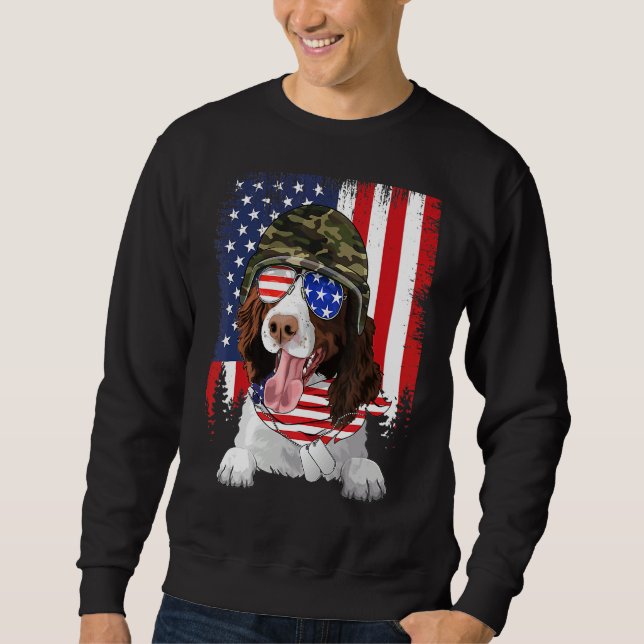 American Flag 4th Of July English Springer Spaniel Sweatshirt (Front)