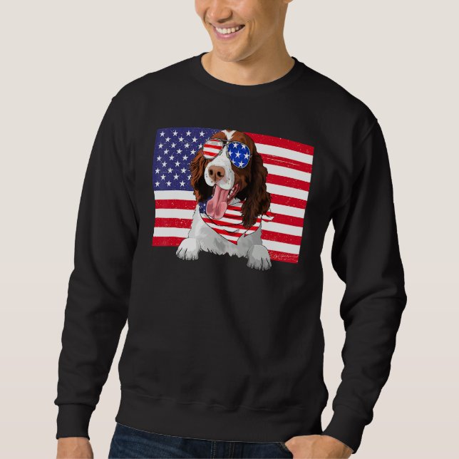 American Flag 4th Of July English Springer Spaniel Sweatshirt (Front)