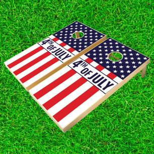 American Flag 4th of July Family Personalized Cornhole Set