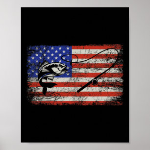 American Flag 4th Of July Independence Day Fishing Poster