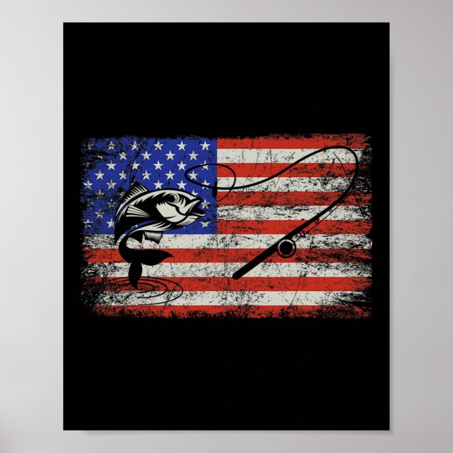 American Flag 4th Of July Independence Day Fishing Poster (Front)