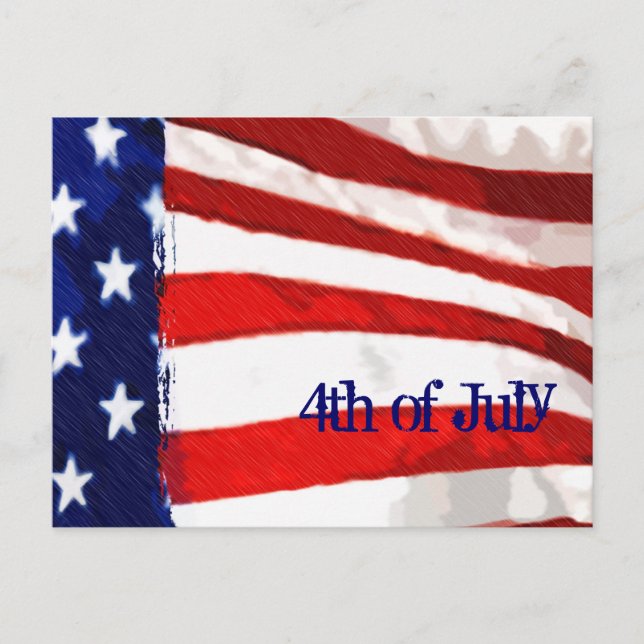 American Flag 4th of July Invitation Postcard (Front)