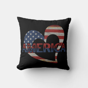 AMERICAN FLAG 4TH OF JULY  LOVE AMERICA  FATHERS D THROW PILLOW