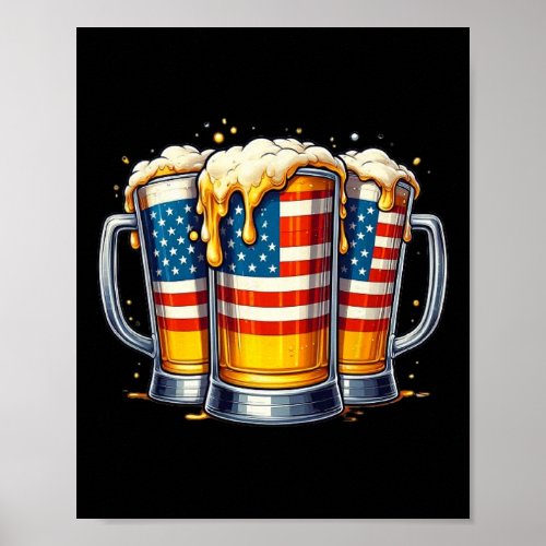 American Flag 4th Of July Men Women Drinking Usa  Poster