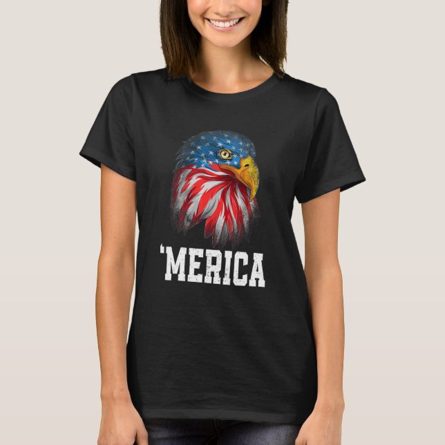 American Flag 4th Of July 'merica Bald Eagle Usa M T-Shirt (Front)