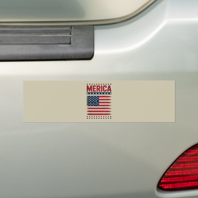 American Flag 4th of July Merica Bumper Sticker (On Car)