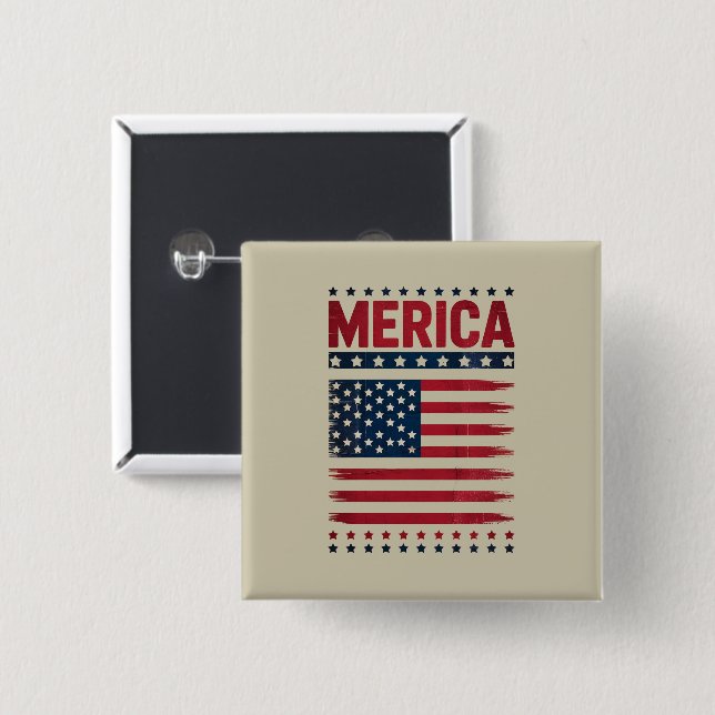 American Flag 4th of July Merica Button (Front & Back)