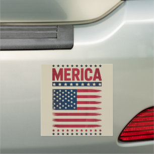 American Flag 4th of July Merica Car Magnet
