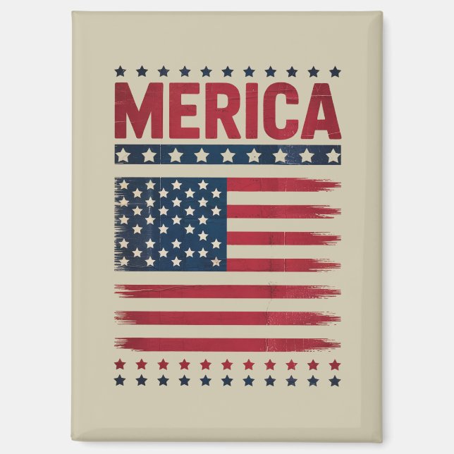 American Flag 4th of July Merica Magnet (Front)