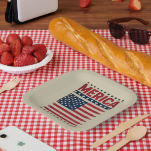 American Flag 4th of July Merica Paper Plates