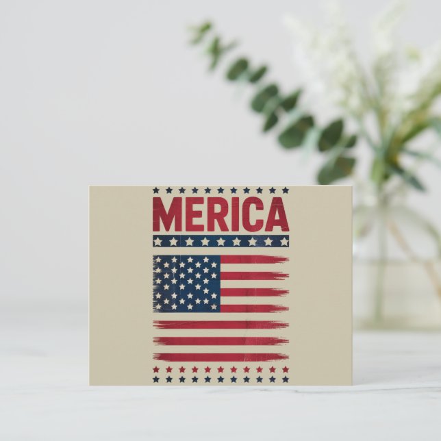 American Flag 4th of July Merica Postcard (Standing Front)