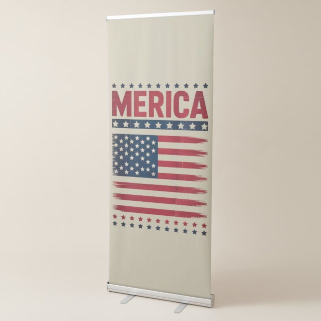 American Flag 4th of July Merica Retractable Banner (3/4)