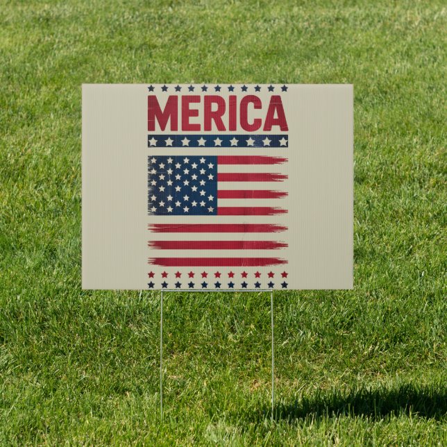 American Flag 4th of July Merica Sign (Insitu)