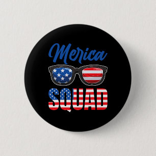 American Flag 4th Of July Merica Squad Button