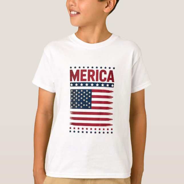 American Flag 4th of July Merica T-Shirt (Front)