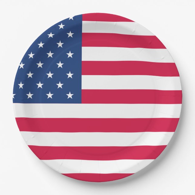 American Flag | 4th of July Paper Plates (Front)