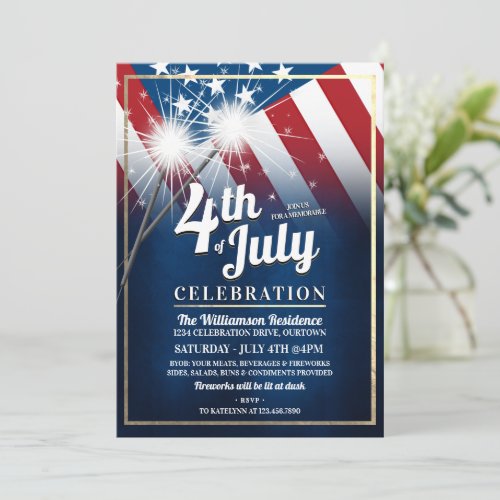 American Flag 4th of July Party Invitations