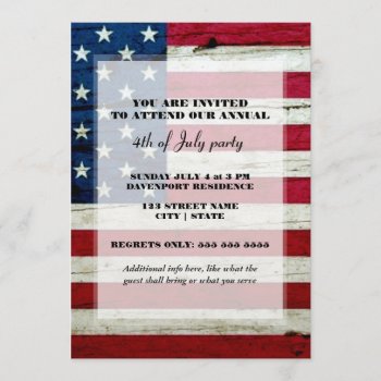 American Flag 4th Of July Party Invite by SnappyDressers at Zazzle