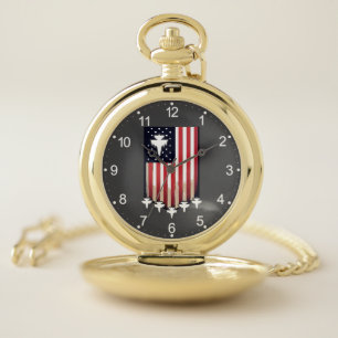 American Flag 4th of July Pocket Watch