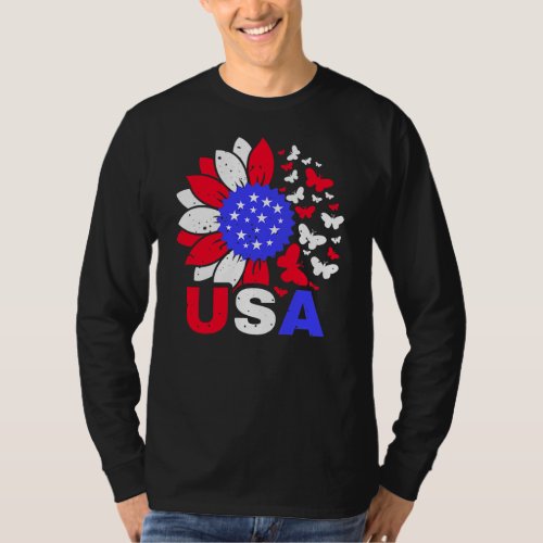 American Flag 4th Of July Proud USA Flower Girl  T_Shirt