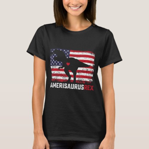 American Flag 4th Of July Rex Dinosaur Amerisaurus T_Shirt
