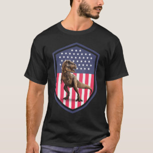 American Flag 4th of July Rex Dinosaur Amerisaurus T-Shirt