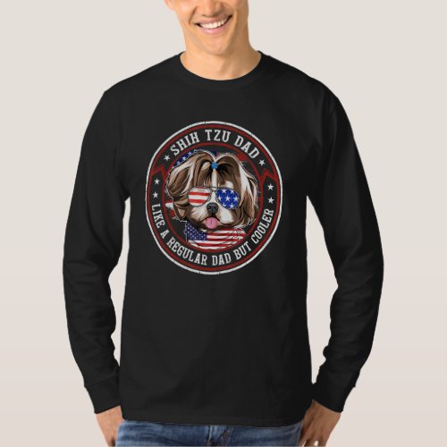 American Flag 4th Of July Shih Tzu Dad Like A Regu T_Shirt