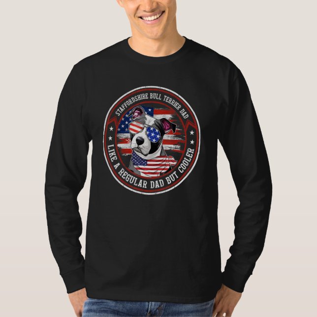 American Flag 4th Of July Staffordshire Bull Terri T-Shirt (Front)