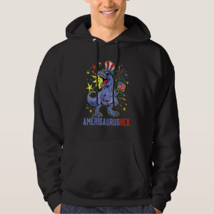 American Flag 4th of July T Rex Dinosaur Amerisaur Hoodie