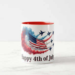 American Flag, 4th of July Two-Tone Coffee Mug