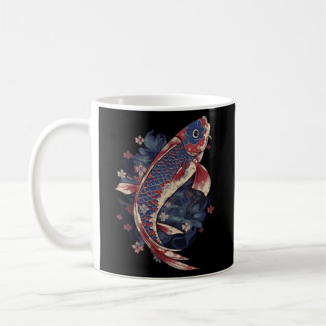 American Flag 4Th Of July Usa Patriotic Koi Fish Coffee Mug (Left)