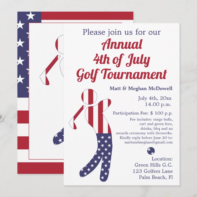 American Flag | 4th ofJuly Golf Tournament Invite (Front/Back)