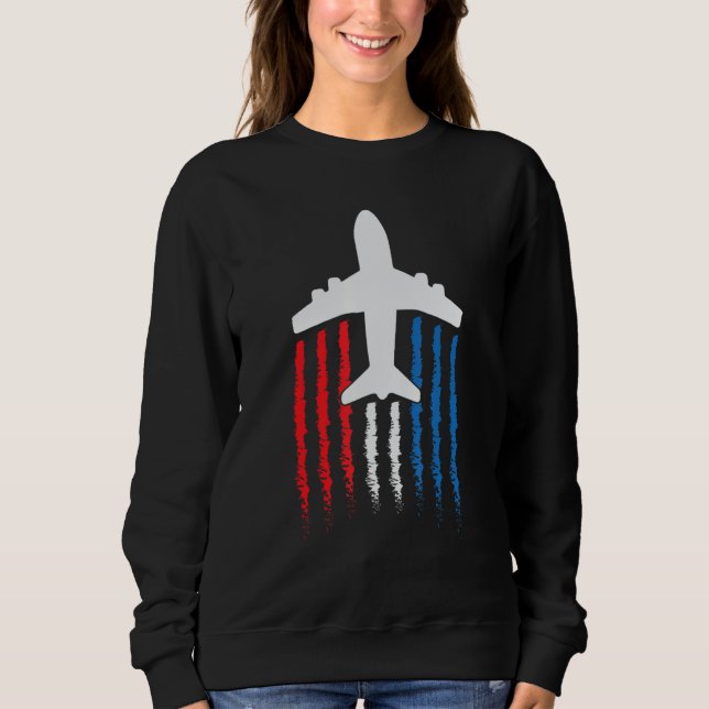 American Flag 747 Jumbo Jet July 4th Sweatshirt (Front)