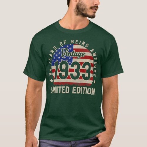 American Flag 90 Years of Being Awesome 1933 90th  T_Shirt