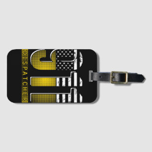American Flag 911 Dispatcher Gold USA Luggage Tag