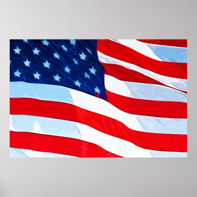 American Flag Abstract Impressionism Poster (Front)