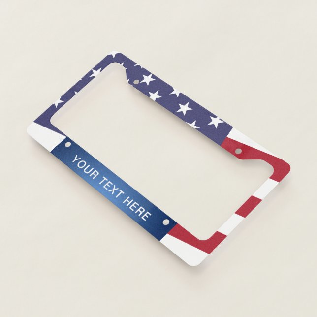American Flag Add Your Own Text Template License Plate Frame (3/4)