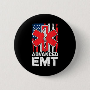 American Flag Advanced Emt Aemt Medical Technician Button