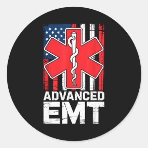 American Flag Advanced Emt Aemt Medical Technician Classic Round Sticker